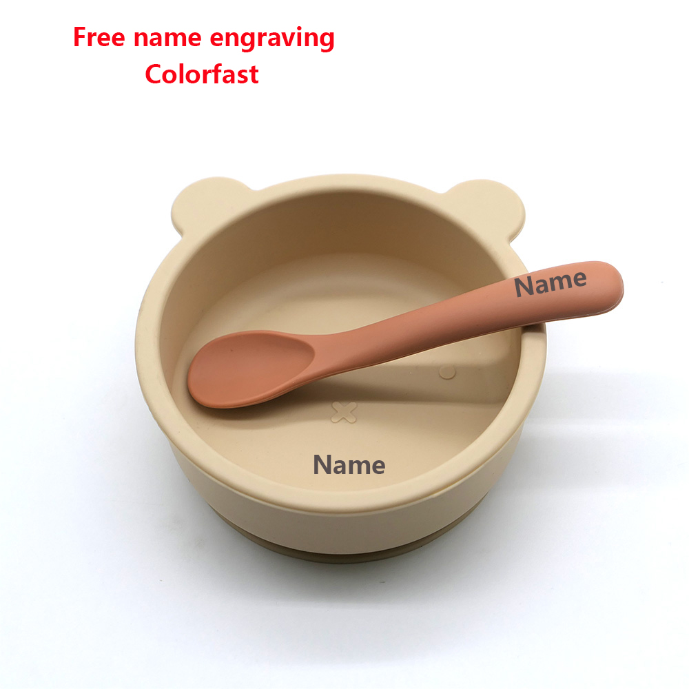 Silicone Suction Bowl - Набор детской посуды, миска, ложка, персонализированное